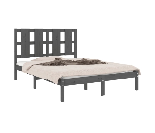 Estructura de cama madera maciza de pino gris 120x200 cm