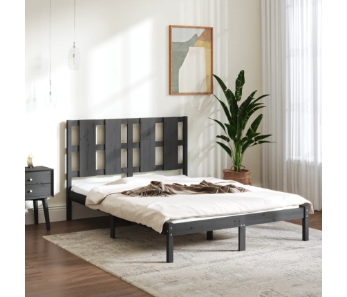 Estructura de cama madera maciza de pino gris 120x200 cm