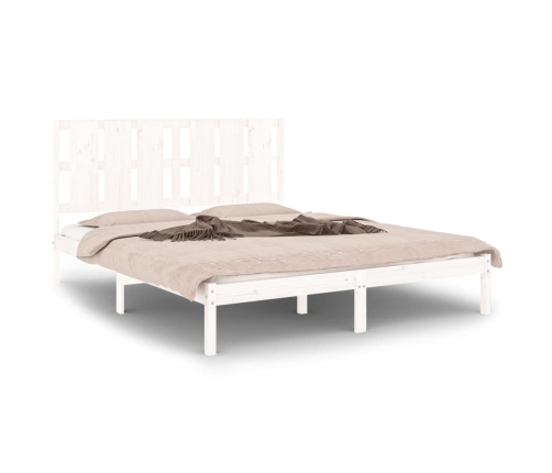 Estructura de cama madera maciza blanca King Size 150x200 cm