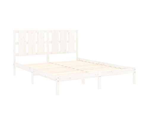 Estructura de cama madera maciza blanca King Size 150x200 cm