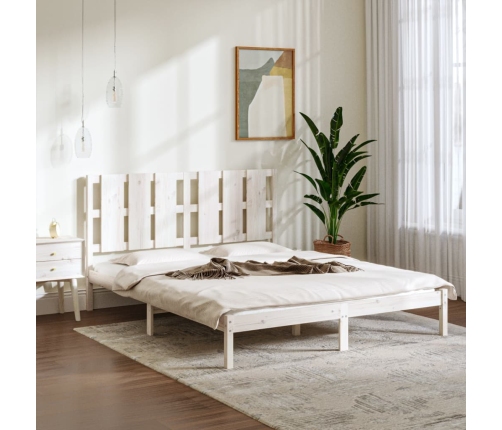 Estructura de cama madera maciza blanca King Size 150x200 cm