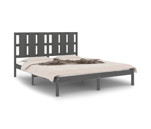 Estructura de cama madera maciza gris King Size 150x200 cm