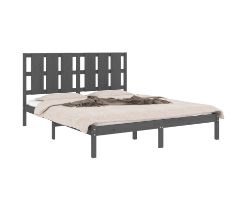 Estructura de cama madera maciza gris King Size 150x200 cm