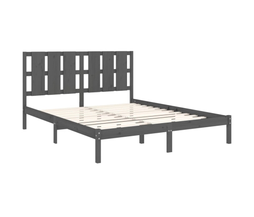 Estructura de cama madera maciza gris King Size 150x200 cm