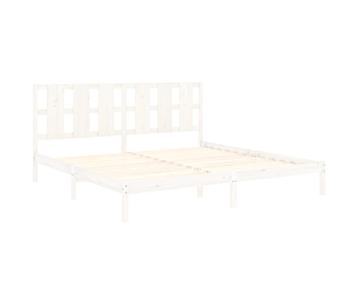 Estructura de cama madera maciza blanco Supe King 180x200 cm