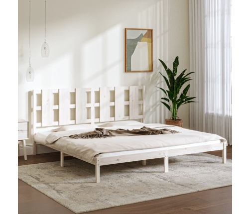 Estructura de cama madera maciza blanco Supe King 180x200 cm