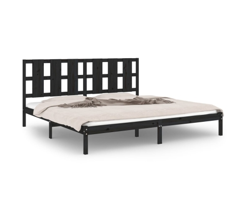 Estructura de cama de madera maciza de pino negra 200x200 cm