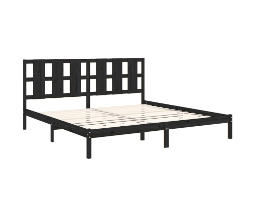 Estructura de cama de madera maciza de pino negra 200x200 cm