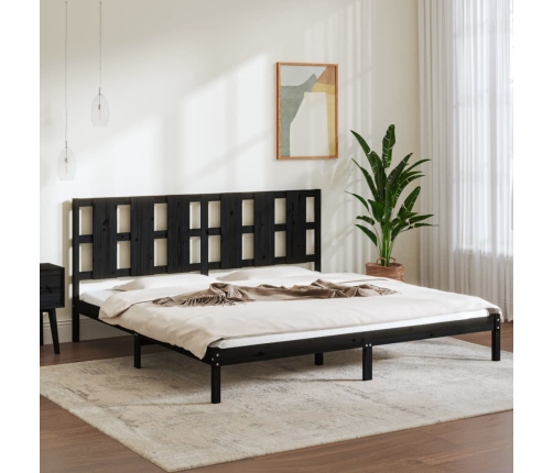 Estructura de cama de madera maciza de pino negra 200x200 cm