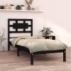 Estructura de cama madera maciza individual negra 75x190 cm