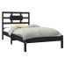 Estructura de cama individual madera maciza negra 90x190 cm