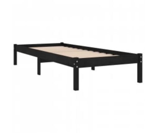 Estructura de cama individual madera maciza negra 90x190 cm