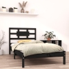 Estructura de cama individual madera maciza negra 90x190 cm