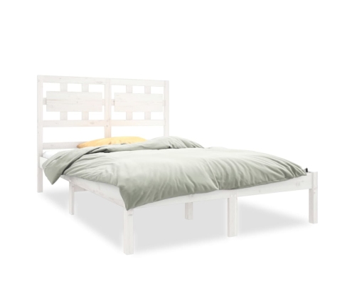 Estructura de cama de madera maciza blanca 135x190 cm