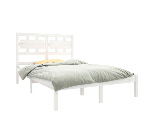 Estructura de cama de madera maciza blanca 135x190 cm