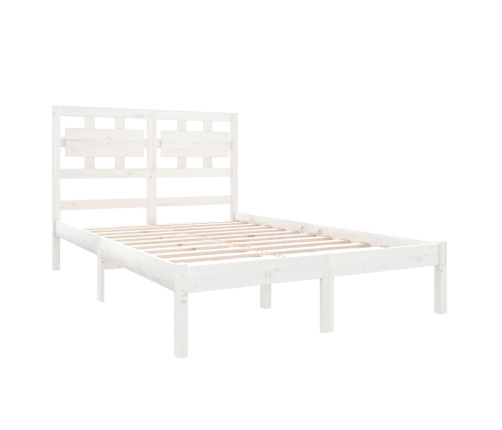 Estructura de cama de madera maciza blanca 135x190 cm