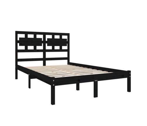 Estructura de cama de madera maciza negra 140x190 cm