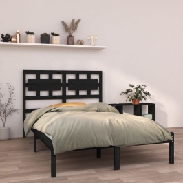 Estructura de cama de madera maciza negra 140x190 cm