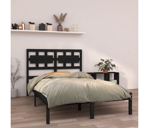 Estructura de cama de madera maciza negra 140x190 cm