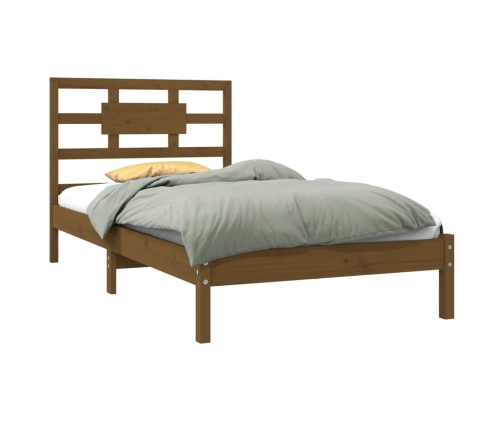 Estructura de cama madera maciza marrón miel 100x200 cm