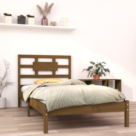 Estructura de cama madera maciza marrón miel 100x200 cm