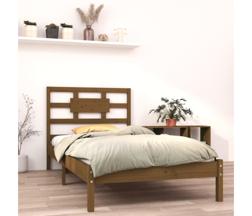 Estructura de cama madera maciza marrón miel 100x200 cm