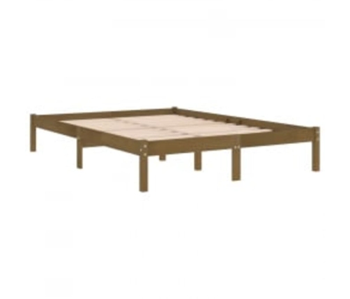 Estructura de cama madera maciza de pino marrón miel 120x200 cm