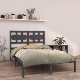 Estructura de cama madera maciza gris King Size 150x200 cm