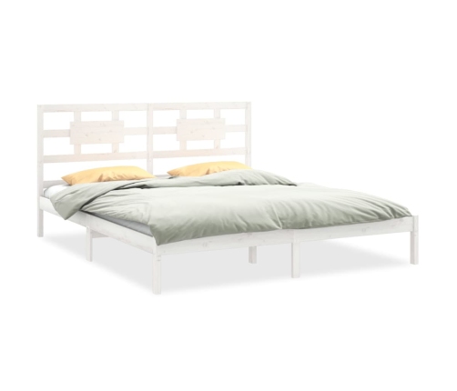 Estructura de cama de madera maciza de pino blanca 160x200 cm