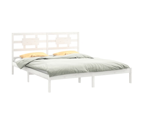 Estructura de cama de madera maciza de pino blanca 160x200 cm