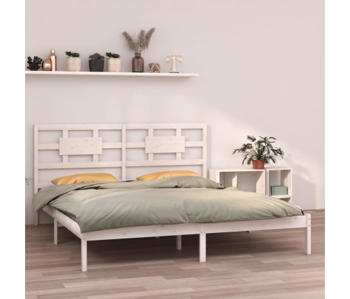 Estructura de cama madera maciza blanco Supe King 180x200 cm