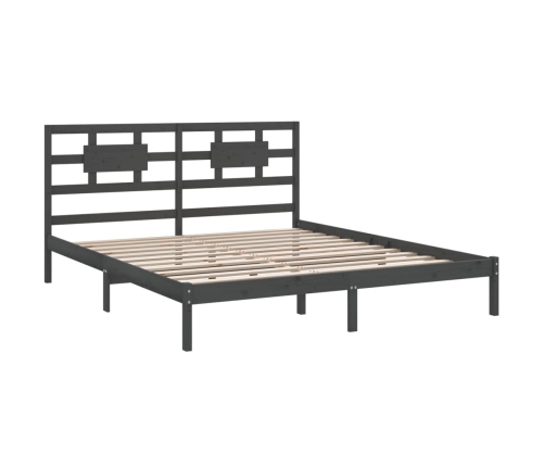 Estructura de cama de madera maciza de pino gris 200x200 cm