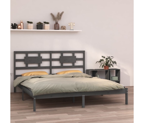 Estructura de cama de madera maciza de pino gris 200x200 cm