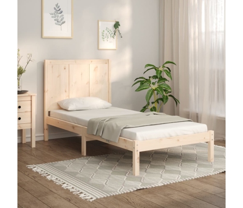 Estructura de cama sin colchón madera maciza pino 75x190 cm