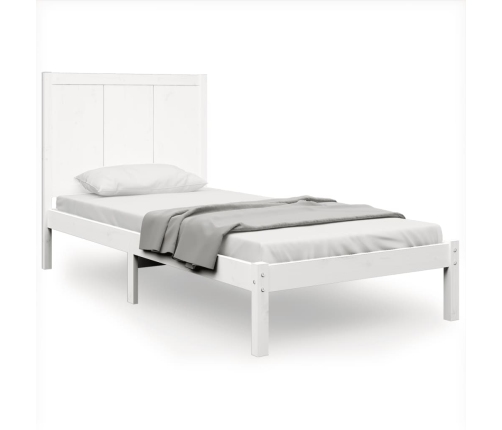 Estructura de cama sin colchón madera maciza blanca 75x190 cm