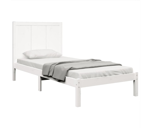 Estructura de cama sin colchón madera maciza blanca 75x190 cm