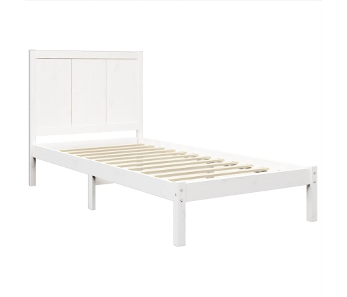 Estructura de cama sin colchón madera maciza blanca 75x190 cm