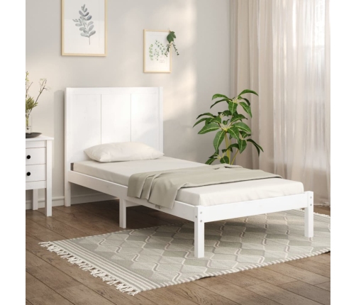 Estructura de cama sin colchón madera maciza blanca 75x190 cm