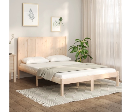 Estructura de cama sin colchón madera maciza de pino 120x190 cm