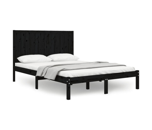 Estructura de cama madera maciza pino negra doble 120x190 cm