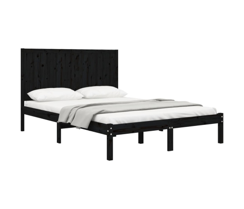 Estructura de cama madera maciza pino negra doble 120x190 cm