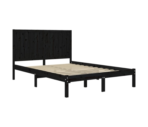 Estructura de cama madera maciza pino negra doble 120x190 cm