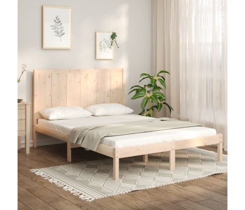 Estructura de cama sin colchón madera maciza de pino 140x190 cm