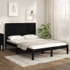 Estructura de cama de madera maciza de pino negra 140x190 cm