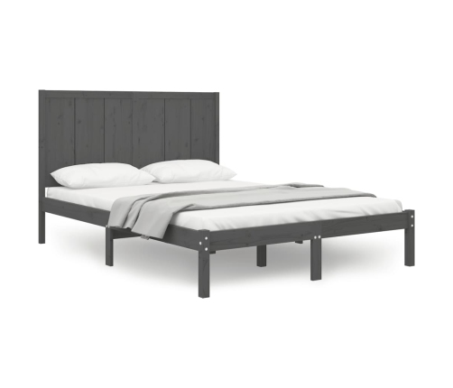 Estructura de cama madera maciza de pino gris 120x200 cm