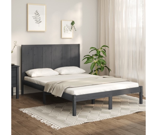 Estructura de cama madera maciza de pino gris 120x200 cm