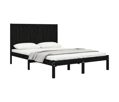 vidaXL Estructura de cama de madera maciza de pino negra 140x200 cm