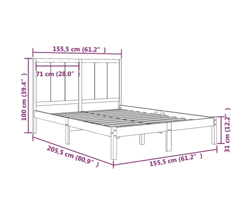 Estructura de cama sin colchón madera de pino blanco 150x200 cm