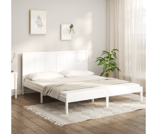 Cama sin colchón madera maciza de pino blanca 180x200 cm