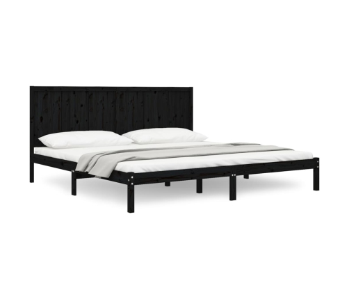 Estructura de cama de madera maciza de pino negra 200x200 cm